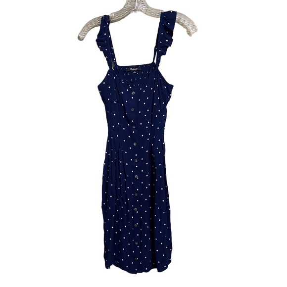 Madewell Navy Blue Polka Dot Dress - Picture 3 of 6